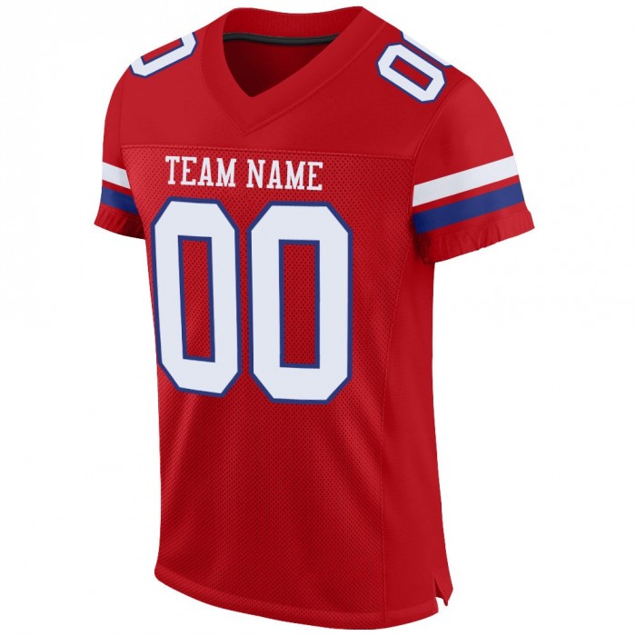 Red White-Royal Mesh Authentic Football Jersey