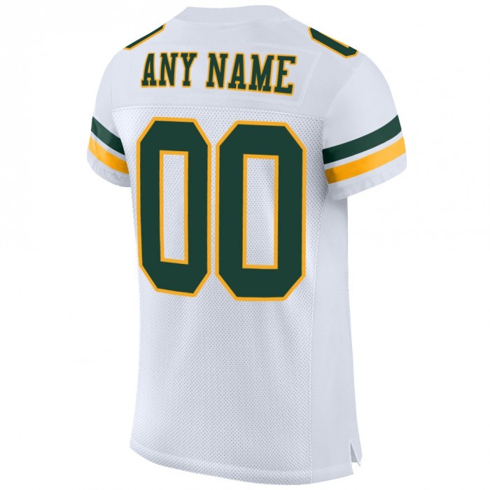 White Green-Gold Mesh Authentic Football Jersey