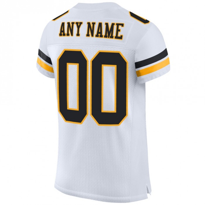 White Black-Gold Mesh Authentic Football Jersey