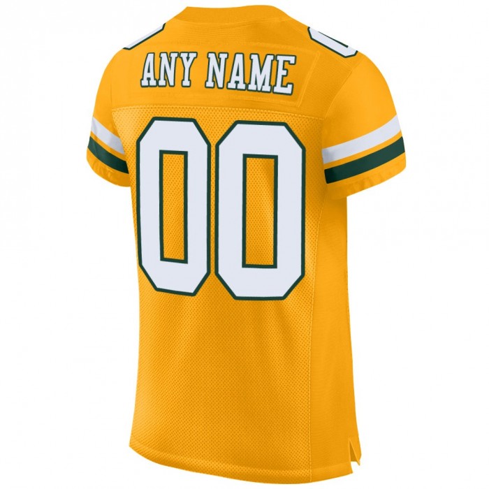 Gold White-Green Mesh Authentic Football Jersey