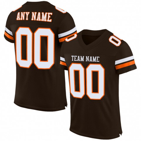Brown White-Orange Mesh Authentic Football Jersey