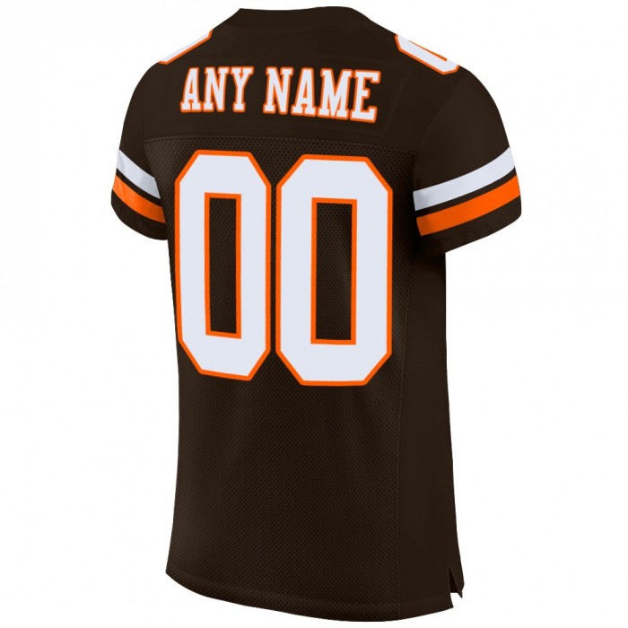 Brown White-Orange Mesh Authentic Football Jersey