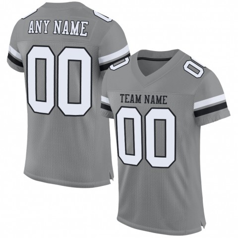 Gray White-Black Mesh Authentic Football Jersey