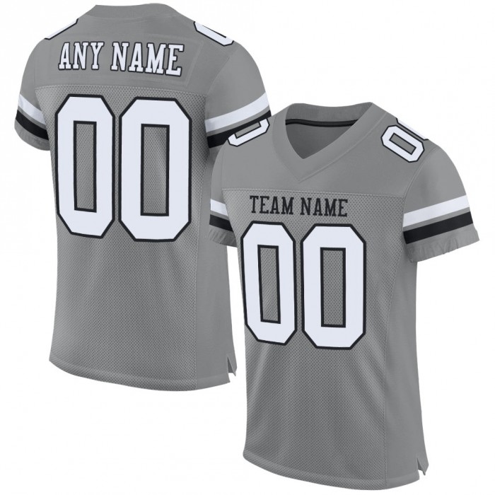 Gray White-Black Mesh Authentic Football Jersey