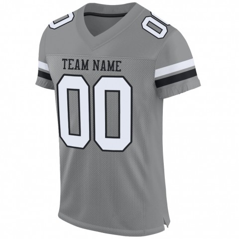 Gray White-Black Mesh Authentic Football Jersey