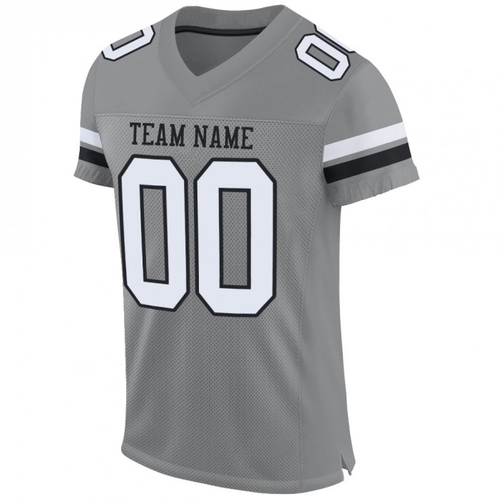 Gray White-Black Mesh Authentic Football Jersey