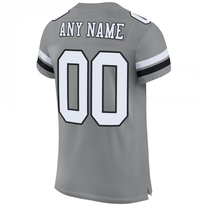 Gray White-Black Mesh Authentic Football Jersey