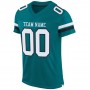 Teal White-Black Mesh Authentic Football Jersey