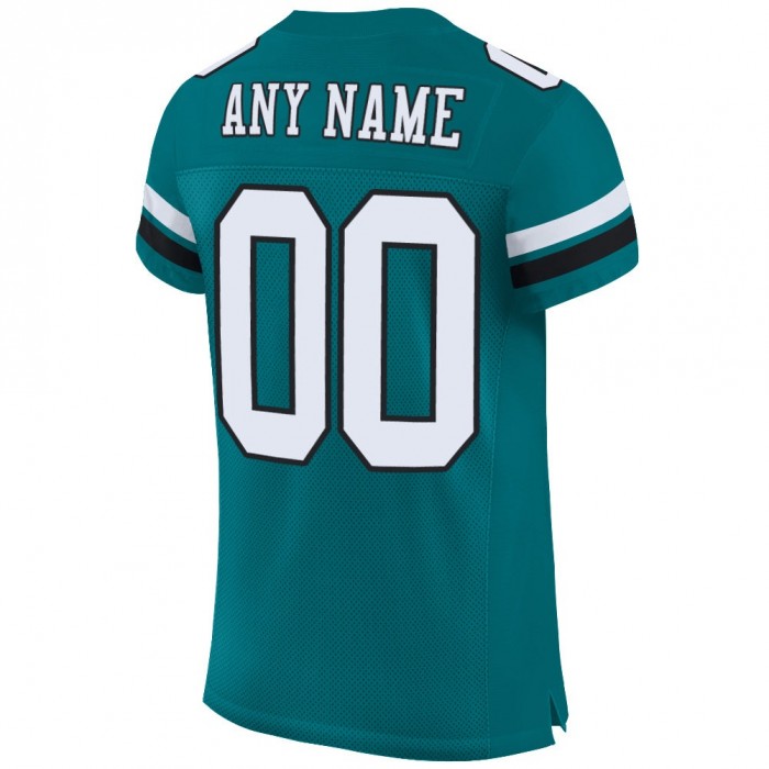 Teal White-Black Mesh Authentic Football Jersey
