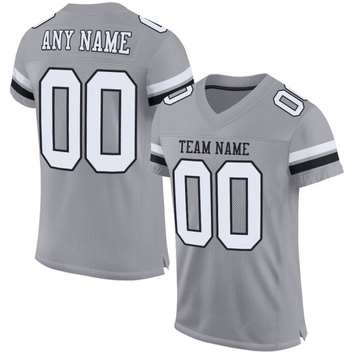 Light Gray White-Black Mesh Authentic Football Jersey