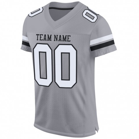 Light Gray White-Black Mesh Authentic Football Jersey