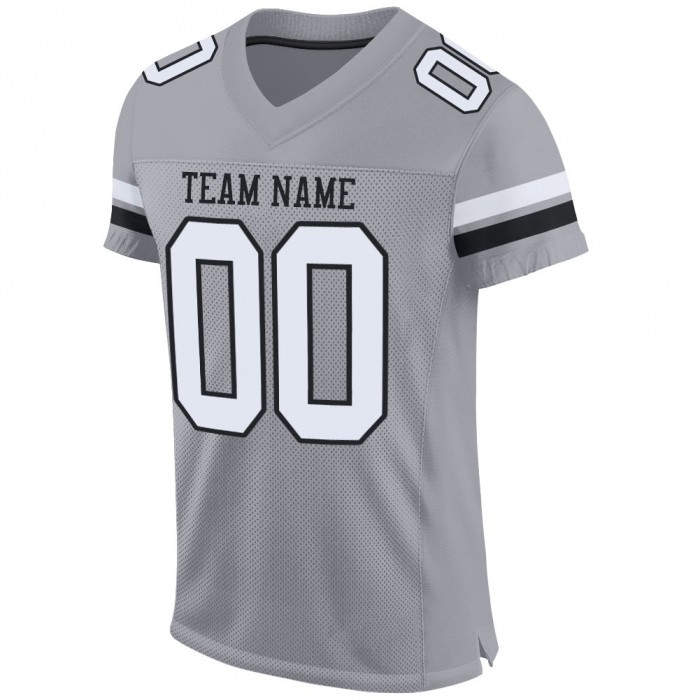 Light Gray White-Black Mesh Authentic Football Jersey