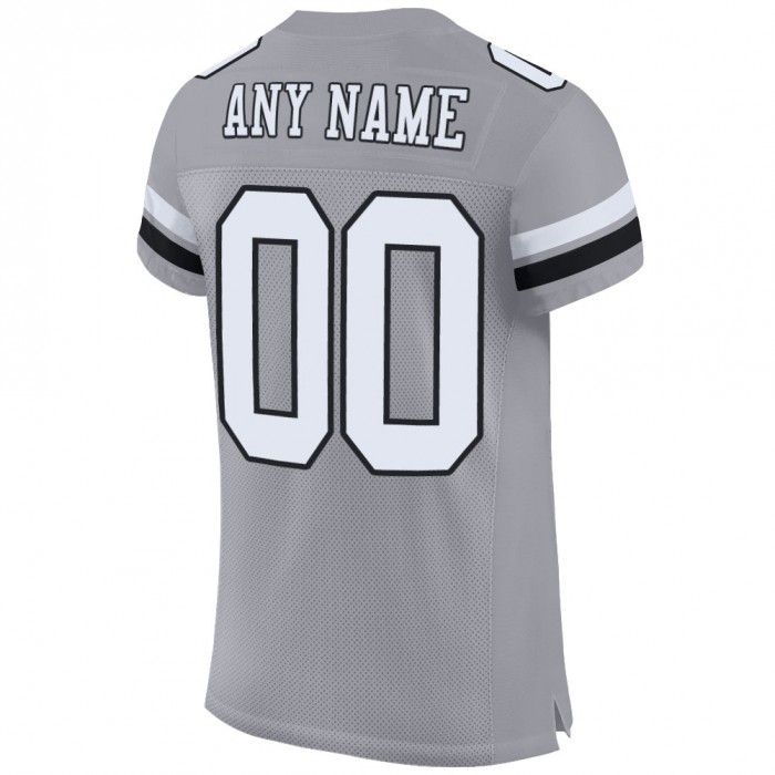 Light Gray White-Black Mesh Authentic Football Jersey