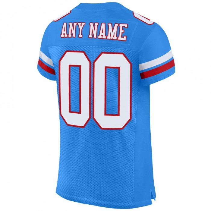 Powder Blue White-Red Mesh Authentic Football Jersey