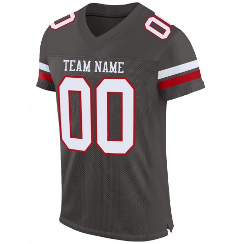 Pewter White-Red Mesh Authentic Football Jersey