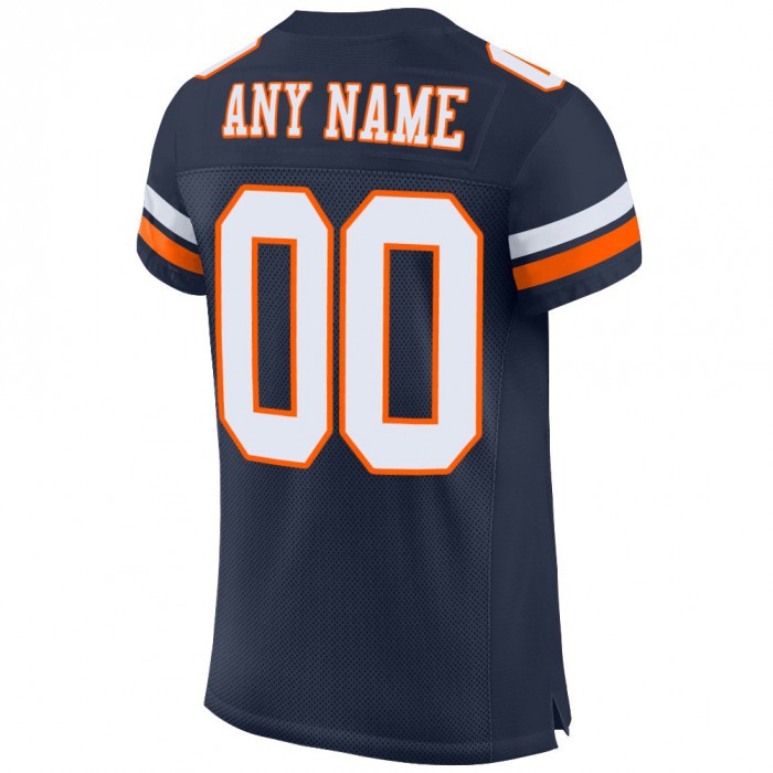 Navy White-Orange Mesh Authentic Football Jersey