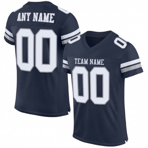 Navy White-Light Gray Mesh Authentic Football Jersey