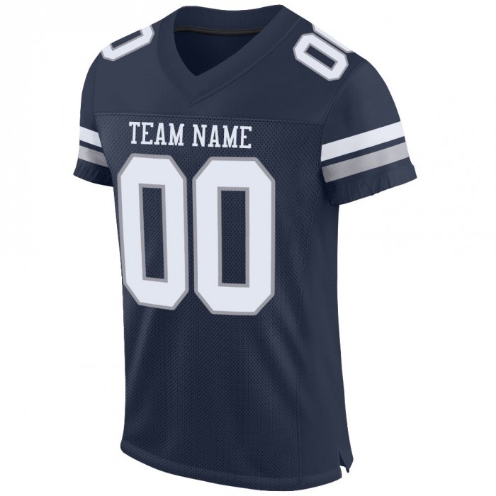 Navy White-Light Gray Mesh Authentic Football Jersey