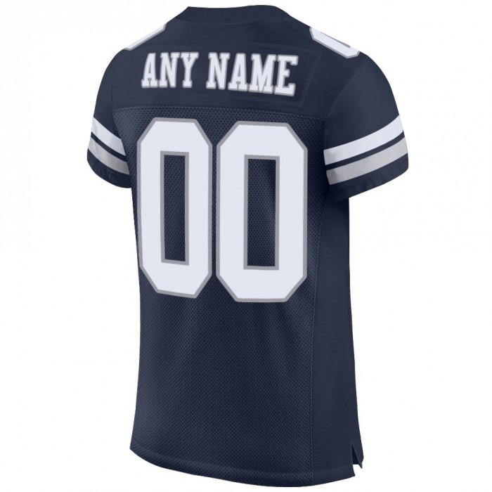 Navy White-Light Gray Mesh Authentic Football Jersey
